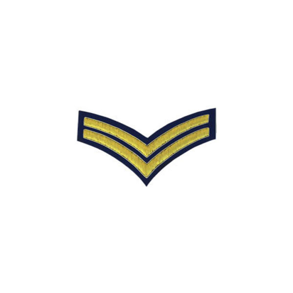 2 Stripe Chevrons Badge Gold Bullion On Blue
