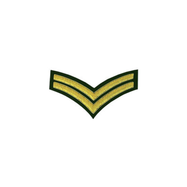 2 Stripe Chevrons Badge Gold Bullion On Green
