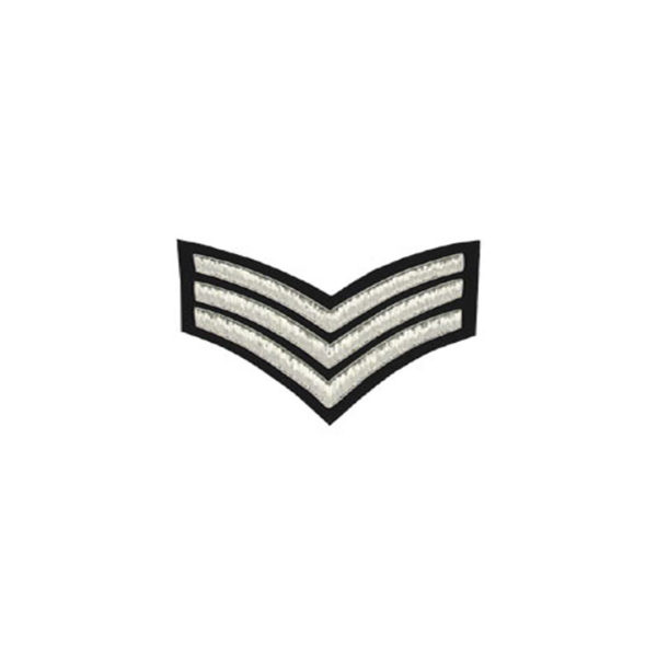 3 Stripe Chevrons Badge Silver Bullion On Black