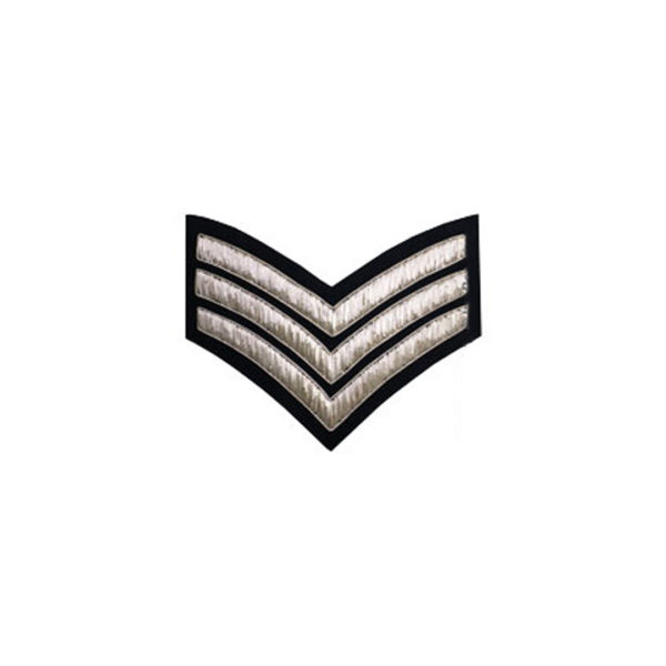 3 Stripe Chevrons Badge Silver Bullion On Blue
