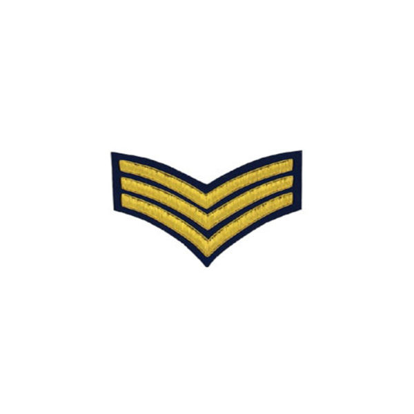3 Stripe Chevrons Badge Gold Bullion On Blue