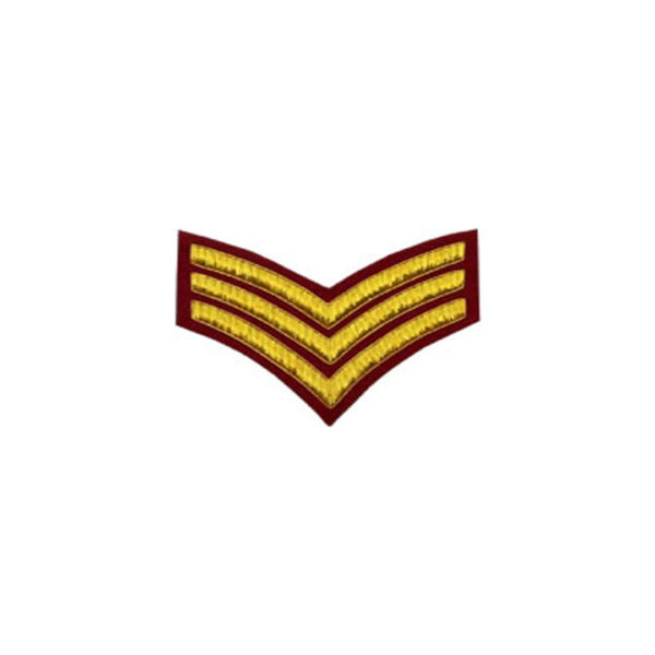 3 Stripe Chevrons Badge Gold Bullion On Red