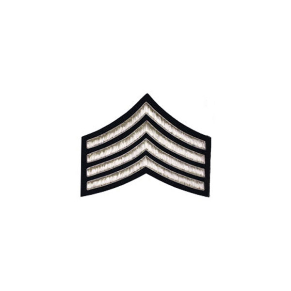 4 Stripe Chevrons Badge Silver Bullion On Blue