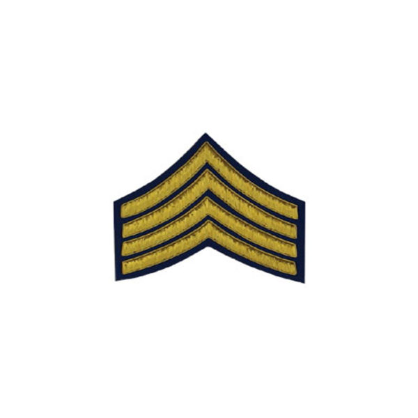 4 Stripe Chevrons Badge Gold Bullion On Blue