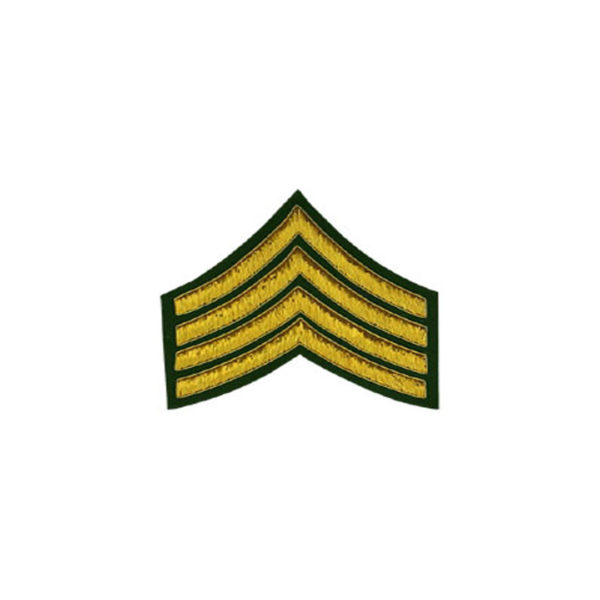4 Stripe Chevrons Badge Gold Bullion On Green