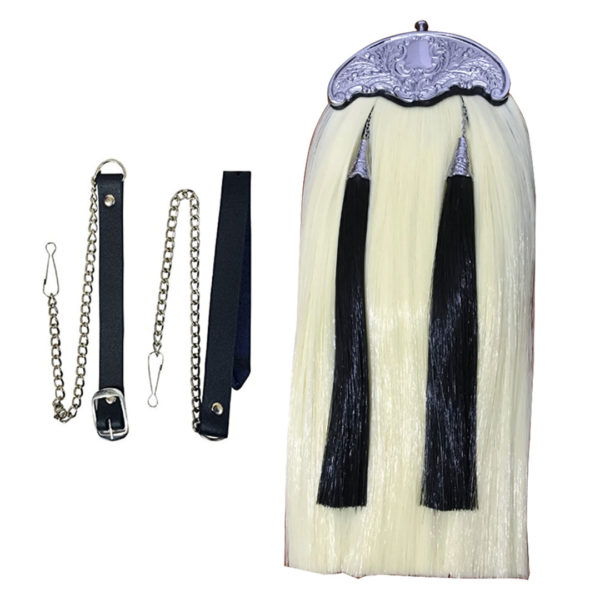 Synthetic Long Hairs Sporran Ivory Color