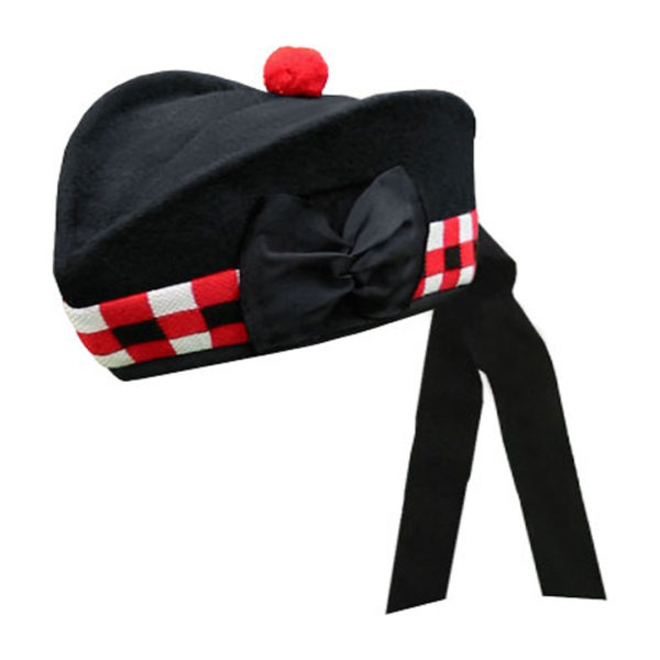 Black Glengarry Hat White Red Black Dicing