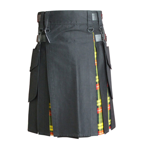 Hybrid Kilt Black With Tartan
