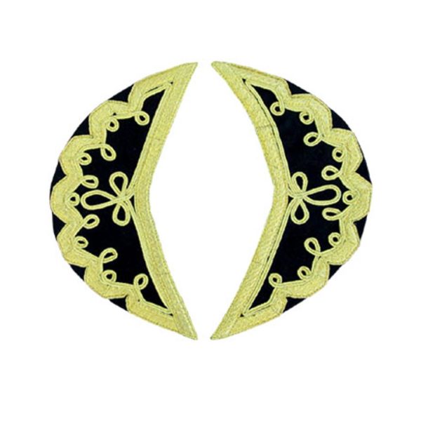 Black Melton Wool Gold Scroll Trim Doublet Shoulder Shells