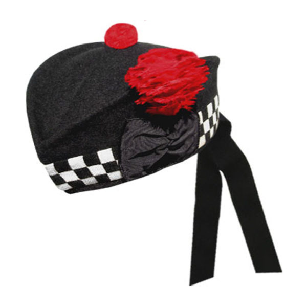Black Glengarry Hat With White Black Dicing