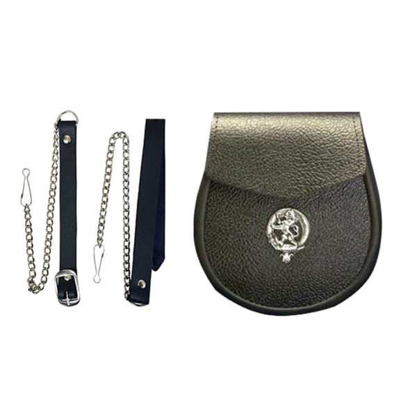 Clan Crest Sporrans Black Grain Leather