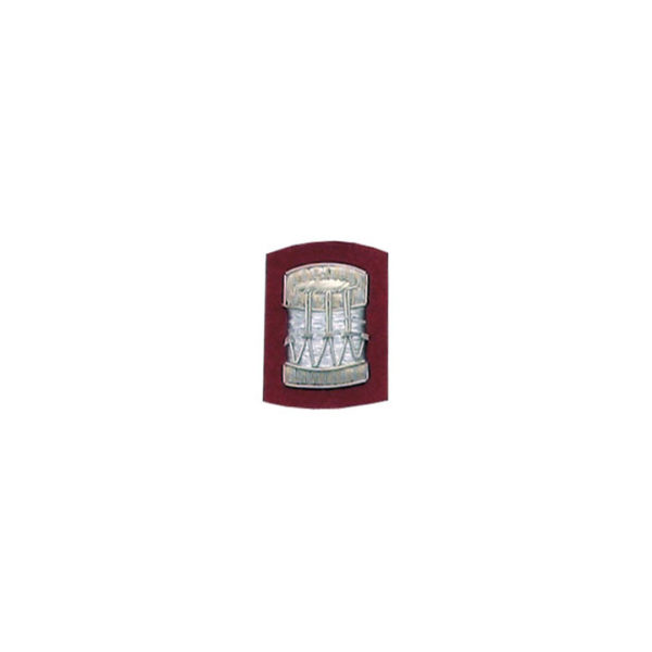 Drum Badge Silver Bullion On Red