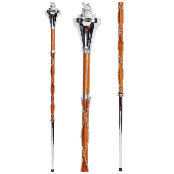 Drum Major Mace Stave Chrome Flat Head With Lion And Crown Top