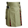 Hybrid Kilt Khaki With Tartan