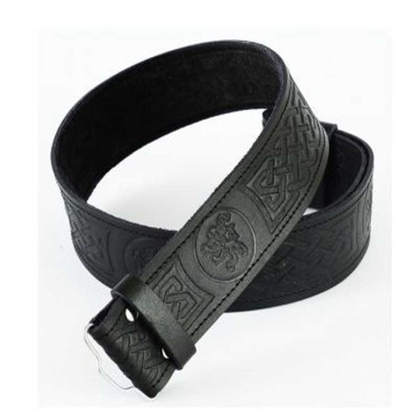 Lion Rampant Embossed Kilt Belt In Leather