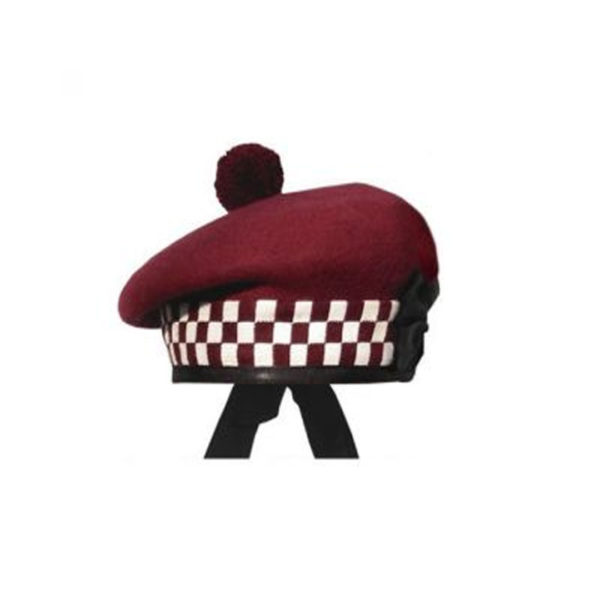 Maroon Balmoral Hat White And Maroon Dicing
