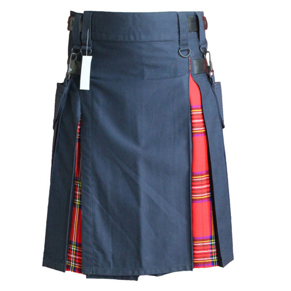 Hybrid Kilt Navy Blue With Tartan