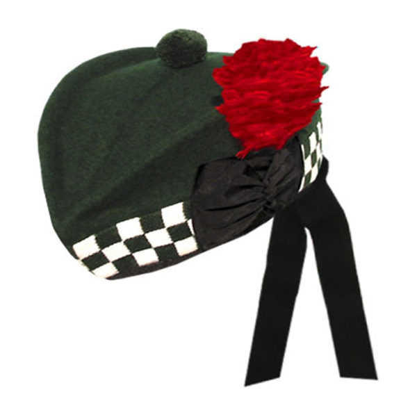Green Glengarry Hat With White Green Dicing