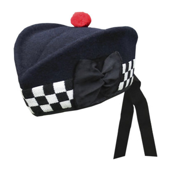 Police Band Navy Glengarry Hat With White Black Dicing