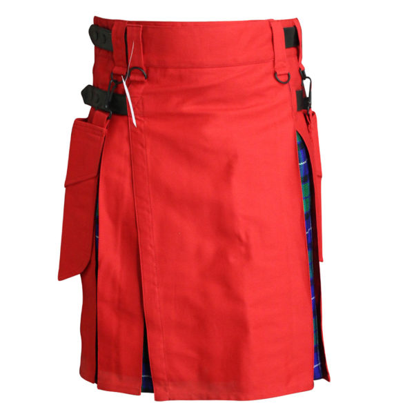 Hybrid Kilt Red With Tartan