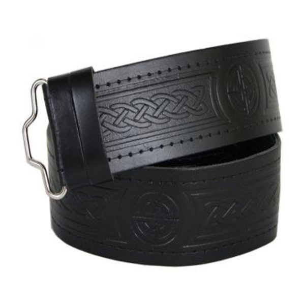 Swirl Celtic Embossed Kilt Belt In Leather
