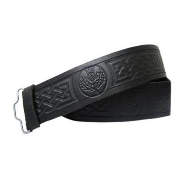 Thistle Embossed Kilt Belt In Leather