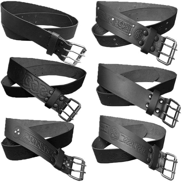 Black Plain Or Embossed Utility Kilt Belt