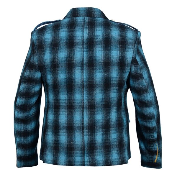 Blue And Black Pure Wool Argyll Jacket With Waistcoat/Vest