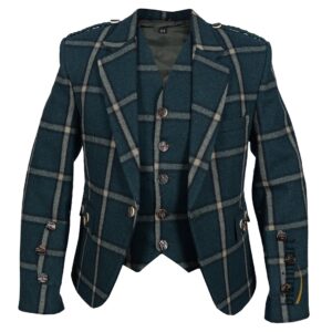 Green Pure Wool Argyll Jacket With Waistcoat/Vest