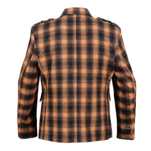 Black And Orange Pure Wool Argyll Jacket With Waistcoat/Vest